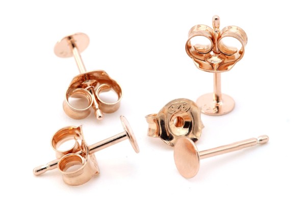 Ohrstecker Rohling flach 925 Silber 18K Rosegold