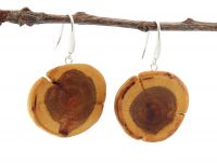 Holzohrringe rund kräftige Maserung Braunkern Holzohrringe rund kräftige Maserung Braunkern