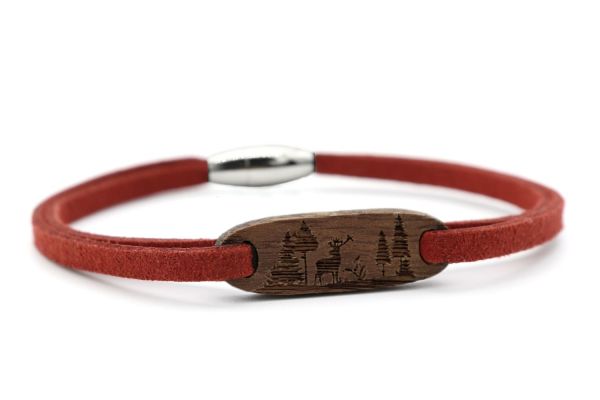 Armband Nuss Gravur Hirsch