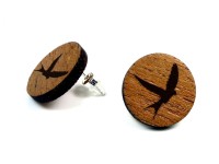 Holzohrring Teak mit Gravur "Vogel" Holzohrring Teak mit Gravur "Vogel"