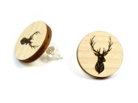 Holzschmuck Ohrring Ahorn mit Gravur "Hirschkopf" Holzschmuck Ohrring Ahorn mit Gravur "Hirschkopf"