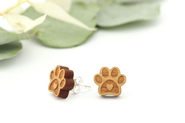 Pfote Ohrstecker Holzohrringe