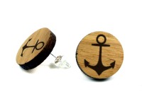 Holzohrring Nussbaum Anker Gravur Holzohrring Nussbaum Anker Gravur