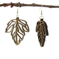 Vorschau: Ohrring Holz Blattform Natur Eiche Schmuck Vorschau: Ohrring Holz Blattform Natur Eiche Schmuck