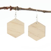 Holzohrring Ahorn Hexagon groß Holzohrring Ahorn Hexagon groß