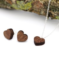 Holzschmuck Herzset Ohrringe und Kette Holzschmuck Herzset Ohrringe und Kette