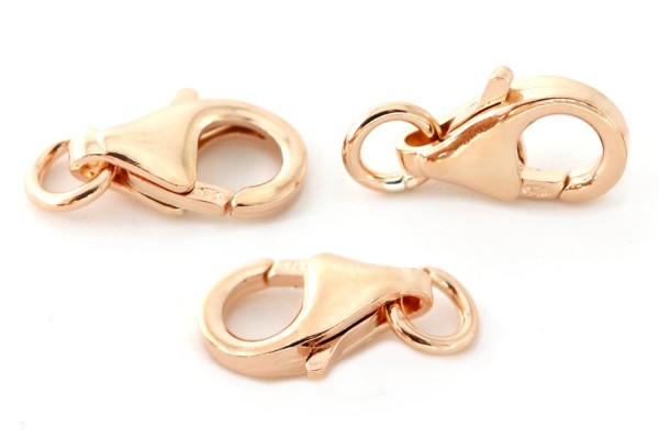 Karabinerverschluss 10mm 925 Silber 18K-Rosegold