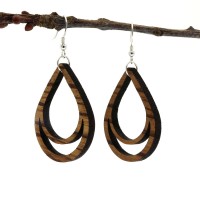 Holzohrring Ohrhänger Holz Tropfenform Zebrano Holzohrring Ohrhänger Holz Tropfenform Zebrano