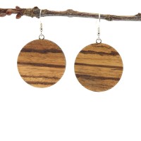Holzschmuck Ohrhänger rund Zebrano modern Holzschmuck Ohrhänger rund Zebrano modern