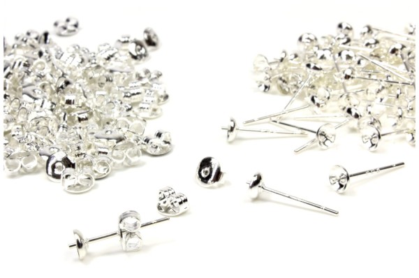 Ohrstecker Rohling Sterling Silber (versilbert) Schmuck basteln