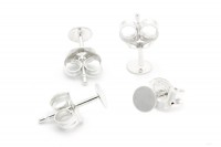 Ohrstecker Rohling flach 925 Sterling Silber Ohrstecker Rohling flach 925 Sterling Silber