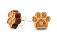 Vorschau: Pfote Ohrstecker Holzohrringe Vorschau: Pfote Ohrstecker Holzohrringe