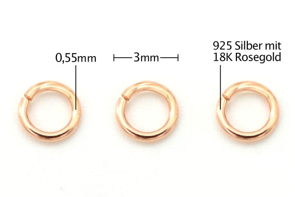 Biegeringe 3-10mm Silber 925 mit 18K Rosegold