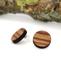 Holzohrringe Zebrano rund gestreifte Maserung Holzohrringe Zebrano rund gestreifte Maserung