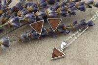 Triangle Light Schmuckset Nussbaum Holz 925 Silber Triangle Light Schmuckset Nussbaum Holz 925 Silber