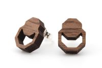 Doppel Hexagon Ohrstecker Holzohrringe Doppel Hexagon Ohrstecker Holzohrringe