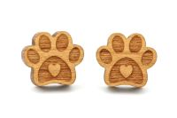 Vorschau: Pfote Ohrstecker Holzohrringe Vorschau: Pfote Ohrstecker Holzohrringe