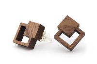 Doppel Viereck Ohrstecker Holzohrringe Doppel Viereck Ohrstecker Holzohrringe